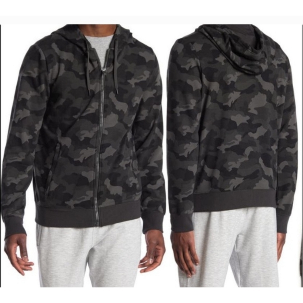 90 DEGREE by REFLEX Men's Camo Brushed Knit Fleece Lined Zip Up Hoodie